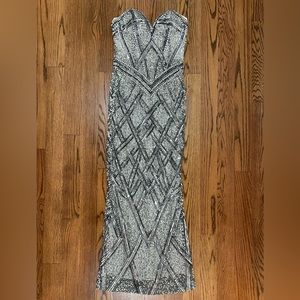 Scala - Silver Strapless Silver Dress Size 4